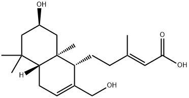 2-Pentenoic acid, 3-methyl-5-[(1S,4aR,7R,8aR)-1,4,4a,5,6,7,8,8a-octahydro-7-hydroxy-2-(hydroxymethyl)-5,5,8a-trimethyl-1-naphthalenyl]-, (2E)- Struktur