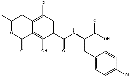 L-Tyrosine, N-[(5-chloro-3,4-dihydro-8-hydroxy-3-methyl-1-oxo-1H-2-benzopyran-7-yl)carbonyl]- Struktur