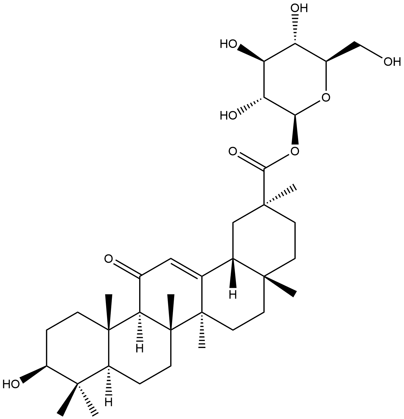 Olean-12-en-29-oic acid, 3-hydroxy-11-oxo-, β-D-glucopyranosyl ester, (3β,20β)- Struktur