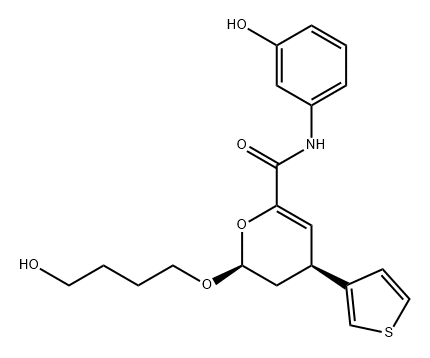 2H-Pyran-6-carboxamide, 3,4-dihydro-2-(4-hydroxybutoxy)-N-(3-hydroxyphenyl)-4-(3-thienyl)-, (2S,4S)- Struktur