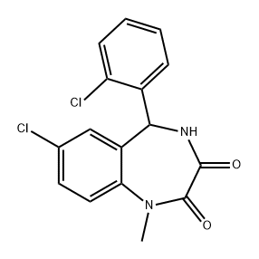 1H-1,4-Benzodiazepine-2,3-dione, 7-chloro-5-(2-chlorophenyl)-4,5-dihydro-1-methyl- Struktur