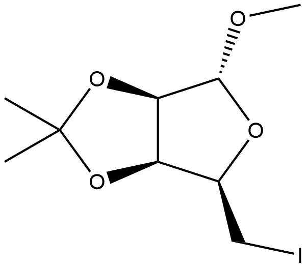 Methyl 5-deoxy-5-iodo-2,3-O-isopropylidene-α-L-lyxofuranoside Struktur