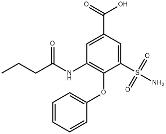 Benzoic acid, 3-(aminosulfonyl)-5-[(1-oxobutyl)amino]-4-phenoxy- Struktur