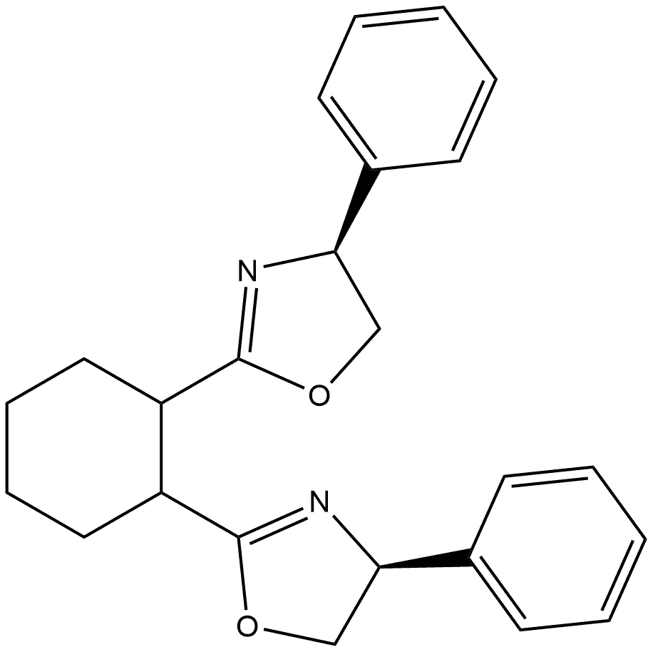 Oxazole, 2,2'-(1R,2R)-1,2-cyclohexanediylbis[4,5-dihydro-4-phenyl-, (4S,4'S)- Struktur