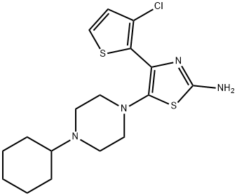 2-Thiazolamine, 4-(3-chloro-2-thienyl)-5-(4-cyclohexyl-1-piperazinyl)- Struktur