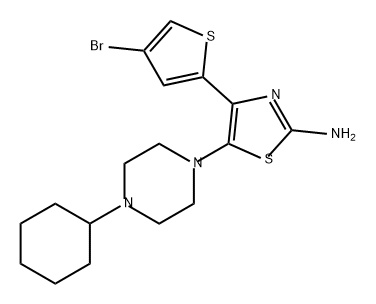 2-Thiazolamine, 4-(4-bromo-2-thienyl)-5-(4-cyclohexyl-1-piperazinyl)- Struktur