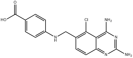 Benzoic acid, 4-[[(2,4-diamino-5-chloro-6-quinazolinyl)methyl]amino]- Struktur