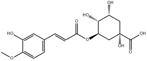 Cyclohexanecarboxylic acid, 1,3,4-trihydroxy-5-[[(2E)-3-(3-hydroxy-4-methoxyphenyl)-1-oxo-2-propen-1-yl]oxy]-, (1S,3R,4R,5R)- Struktur