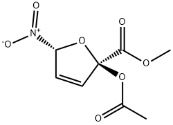 2-Furancarboxylic acid, 2-(acetyloxy)-2,5-dihydro-5-nitro-, methyl ester, cis- (9CI) Struktur