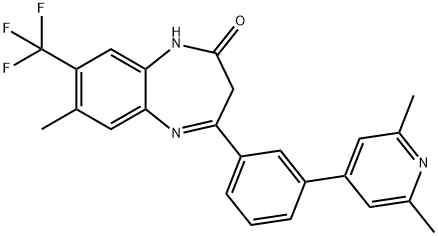 2H-1,5-Benzodiazepin-2-one, 4-[3-(2,6-dimethyl-4-pyridinyl)phenyl]-1,3-dihydro-7-methyl-8-(trifluoromethyl)- Struktur