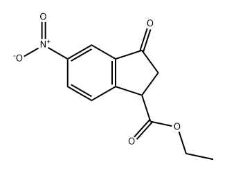 1H-Indene-1-carboxylic acid, 2,3-dihydro-5-nitro-3-oxo-, ethyl ester Struktur