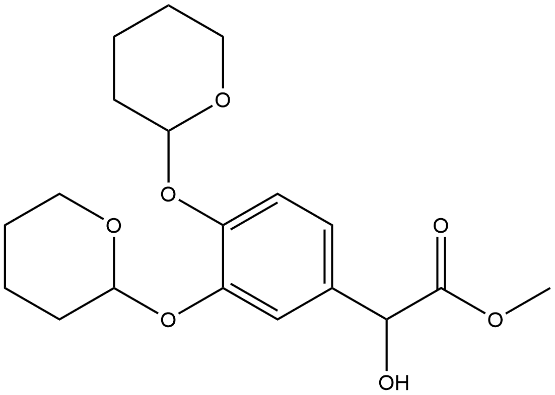 Benzeneacetic acid, α-hydroxy-3,4-bis[(tetrahydro-2H-pyran-2-yl)oxy]-, methyl ester Struktur