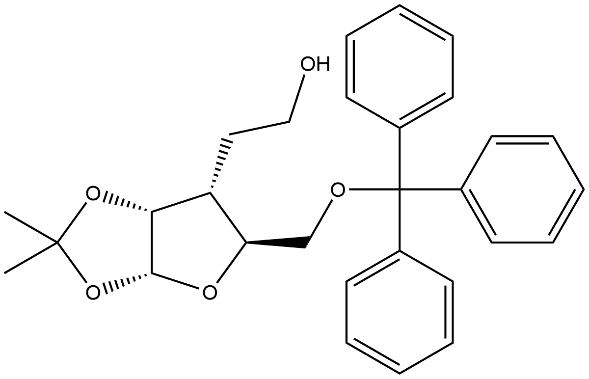 3-Deoxy-3-C-(2'-hydroxyethyl)-1,2-O-isopropylidene-5-O-(triphenylmethyl)-α-D-ribofuranose Struktur