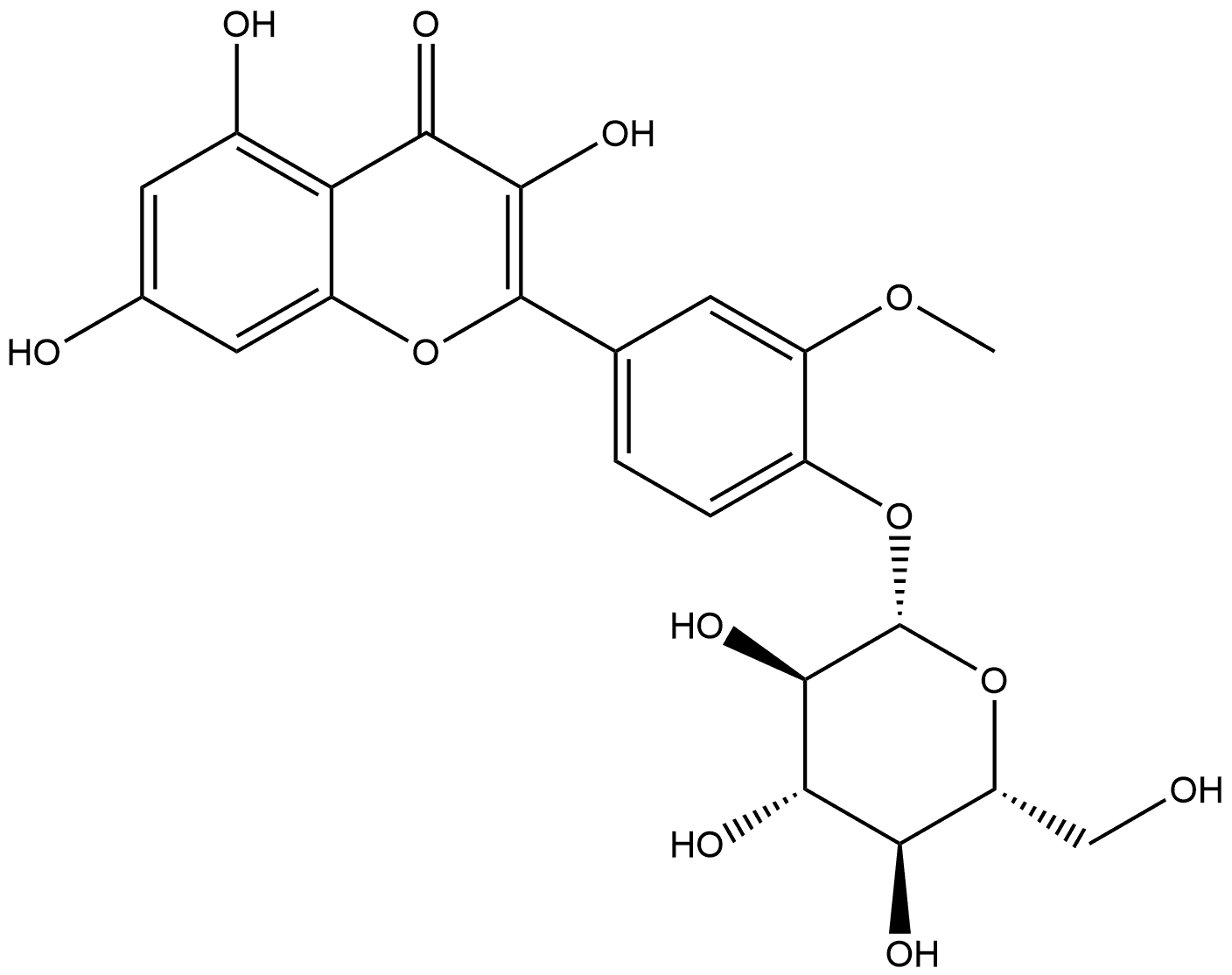 4H-1-Benzopyran-4-one, 2-[4-(β-D-glucopyranosyloxy)-3-methoxyphenyl]-3,5,7-trihydroxy- Struktur