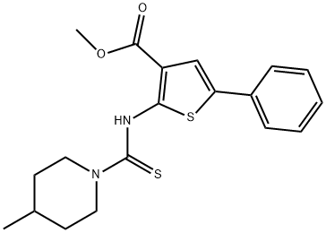 methyl 2-(4-methylpiperidine-1-carbothioamido)-5-phenylthiophene-3-carboxylate Struktur