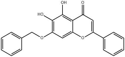 4H-1-Benzopyran-4-one, 5,6-dihydroxy-2-phenyl-7-(phenylmethoxy)- Struktur