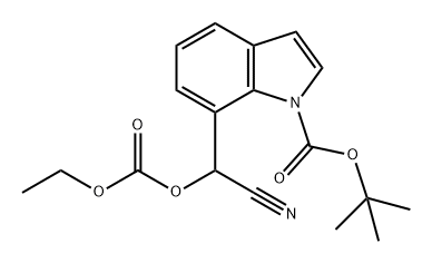 1H-Indole-1-carboxylic acid, 7-[cyano[(ethoxycarbonyl)oxy]methyl]-, 1,1-dimethylethyl ester Struktur