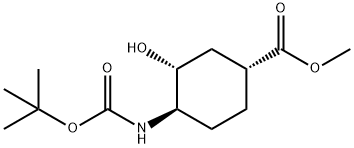 Cyclohexanecarboxylic acid, 4-[[(1,1-dimethylethoxy)carbonyl]amino]-3-hydroxy-, methyl ester, (1R,3R,4R)- Struktur