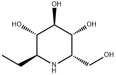 3,4,5-Piperidinetriol, 2-ethyl-6-(hydroxymethyl)-, (2S,3S,4R,5R,6S)- Struktur