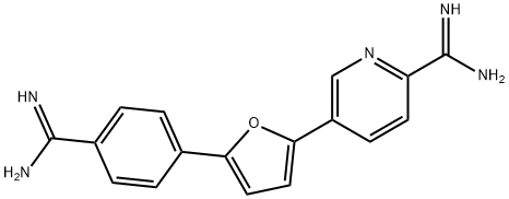 2-Pyridinecarboximidamide, 5-[5-[4-(aminoiminomethyl)phenyl]-2-furanyl]- Struktur