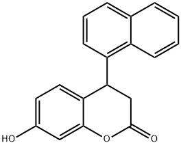 2H-1-Benzopyran-2-one, 3,4-dihydro-7-hydroxy-4-(1-naphthalenyl)- Struktur