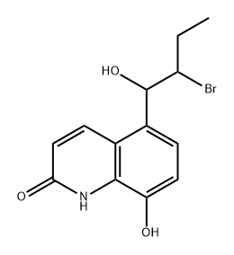 2(1H)-Quinolinone, 5-(2-bromo-1-hydroxybutyl)-8-hydroxy- Struktur