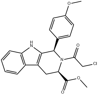 1H-Pyrido[3,4-b]indole-3-carboxylic acid, 2-(2-chloroacetyl)-2,3,4,9-tetrahydro-1-(4-methoxyphenyl)-, methyl ester, (1R,3R)- Struktur