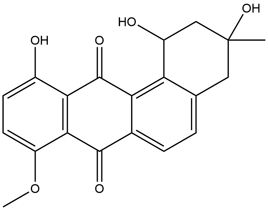 Benz[a]anthracene-7,12-dione, 1,2,3,4-tetrahydro-1,3,11-trihydroxy-8-methoxy-3-methyl-, (+)- Struktur