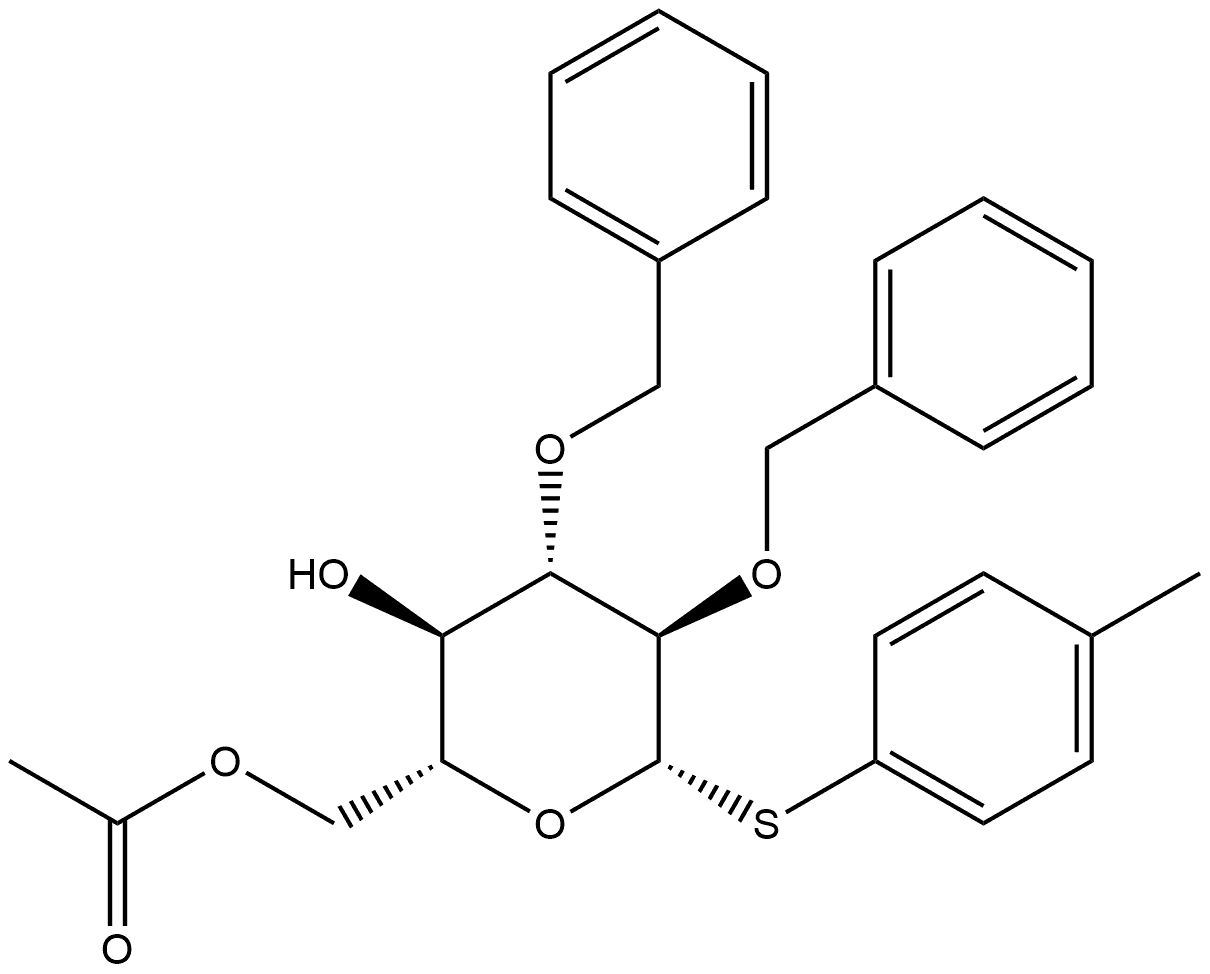 4-Methylphenyl 6-O-acetyl-2,3-di-O-benzyl-1-thio-β-D-glucopyranoside Struktur