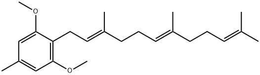 Benzene, 1,3-dimethoxy-5-methyl-2-[(2E,6E)-3,7,11-trimethyl-2,6,10-dodecatrien-1-yl]- Struktur