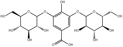 Benzoic acid, 3,5-bis(D-glucopyranosyloxy)-4-hydroxy- Struktur