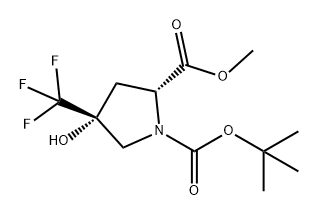 1,2-Pyrrolidinedicarboxylic acid, 4-hydroxy-4-(trifluoromethyl)-, 1-(1,1-dimethylethyl) 2-methyl ester, (2R,4R)- Struktur