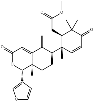 (1R,2R)-2-[(1R)-1α-(3-Furanyl)-3,5,6,7,8,8a-hexahydro-8aα-methyl-5-methylene-3-oxo-1H-2-benzopyran-6β-yl]-2,6,6-trimethyl-5-oxo-3-cyclohexene-1-acetic acid methyl ester Struktur