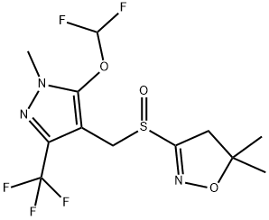 Isoxazole, 3-[[[5-(difluoromethoxy)-1-methyl-3-(trifluoromethyl)-1H-pyrazol-4-yl]methyl]sulfinyl]-4,5-dihydro-5,5-dimethyl- Struktur