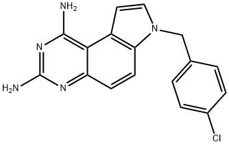 7H-Pyrrolo[3,2-f]quinazoline-1,3-diamine, 7-[(4-chlorophenyl)methyl]- Struktur