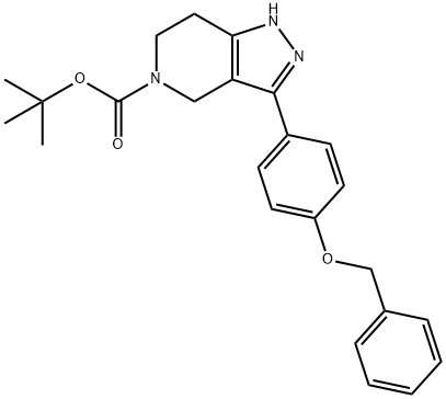 5H-Pyrazolo[4,3-c]pyridine-5-carboxylic acid, 1,4,6,7-tetrahydro-3-[4-(phenylmethoxy)phenyl]-, 1,1-dimethylethyl ester Struktur