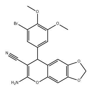 8H-1,3-Dioxolo[4,5-g][1]benzopyran-7-carbonitrile, 6-amino-8-(3-bromo-4,5-dimethoxyphenyl)- Struktur