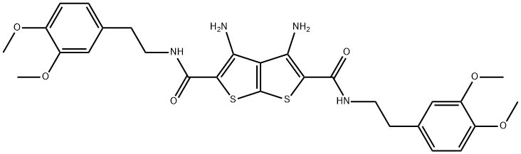 3,4-diamino-N~2~,N~5~-bis[2-(3,4-dimethoxyphenyl)ethyl]thieno[2,3-b]thiophene-2,5-dicarboxamide Struktur