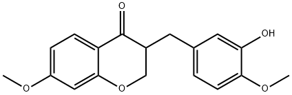 4H-1-Benzopyran-4-one, 2,3-dihydro-3-[(3-hydroxy-4-methoxyphenyl)methyl]-7-methoxy- Struktur