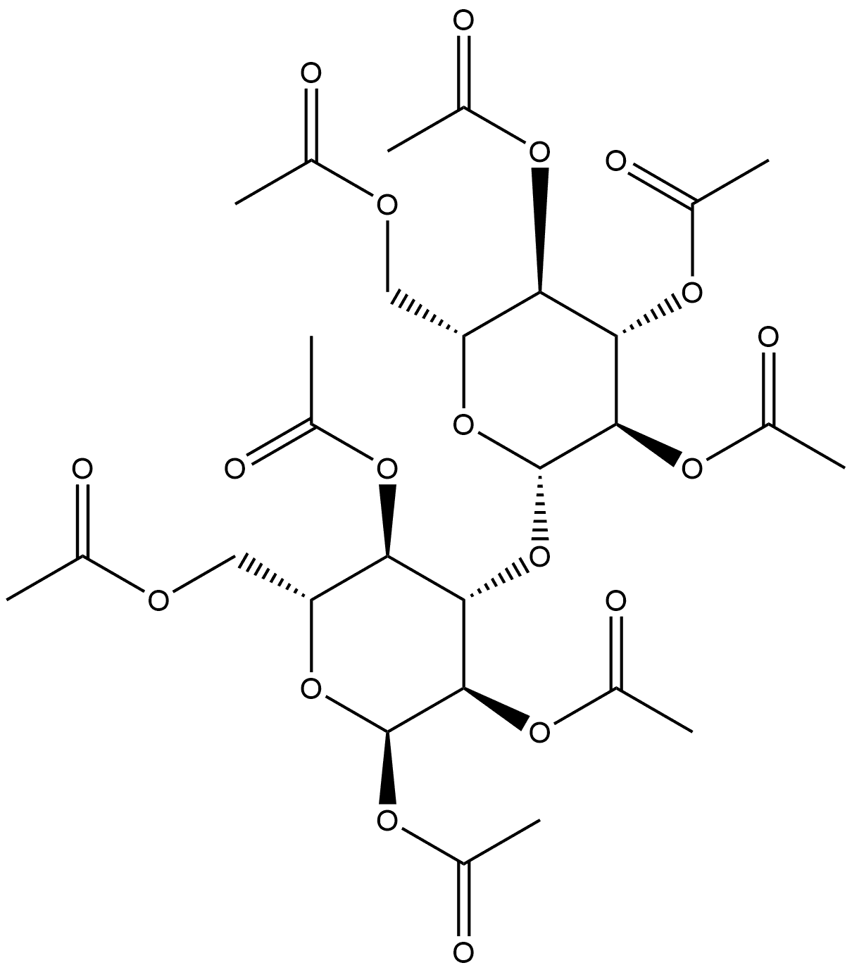 α-D-Glucopyranose, 3-O-(2,3,4,6-tetra-O-acetyl-β-D-glucopyranosyl)-, 1,2,4,6-tetraacetate Struktur