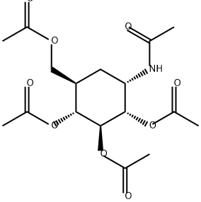 D-chiro-Inositol, 1-(acetylamino)-5-[(acetyloxy)methyl]-1,5,6-trideoxy-, 2,3,4-triacetate Struktur