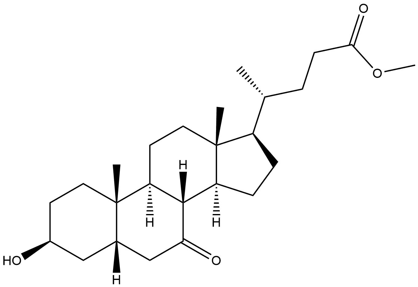 Cholan-24-oic acid, 3-hydroxy-7-oxo-, methyl ester, (3β,5β)- Struktur