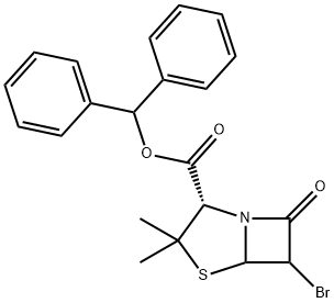 4-Thia-1-azabicyclo[3.2.0]heptane-2-carboxylic acid, 6-bromo-3,3-dimethyl-7-oxo-, diphenylmethyl ester, (2S)- Struktur