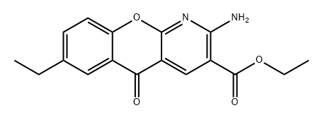 5H-[1]Benzopyrano[2,3-b]pyridine-3-carboxylic acid, 2-amino-7-ethyl-5-oxo-, ethyl ester Struktur