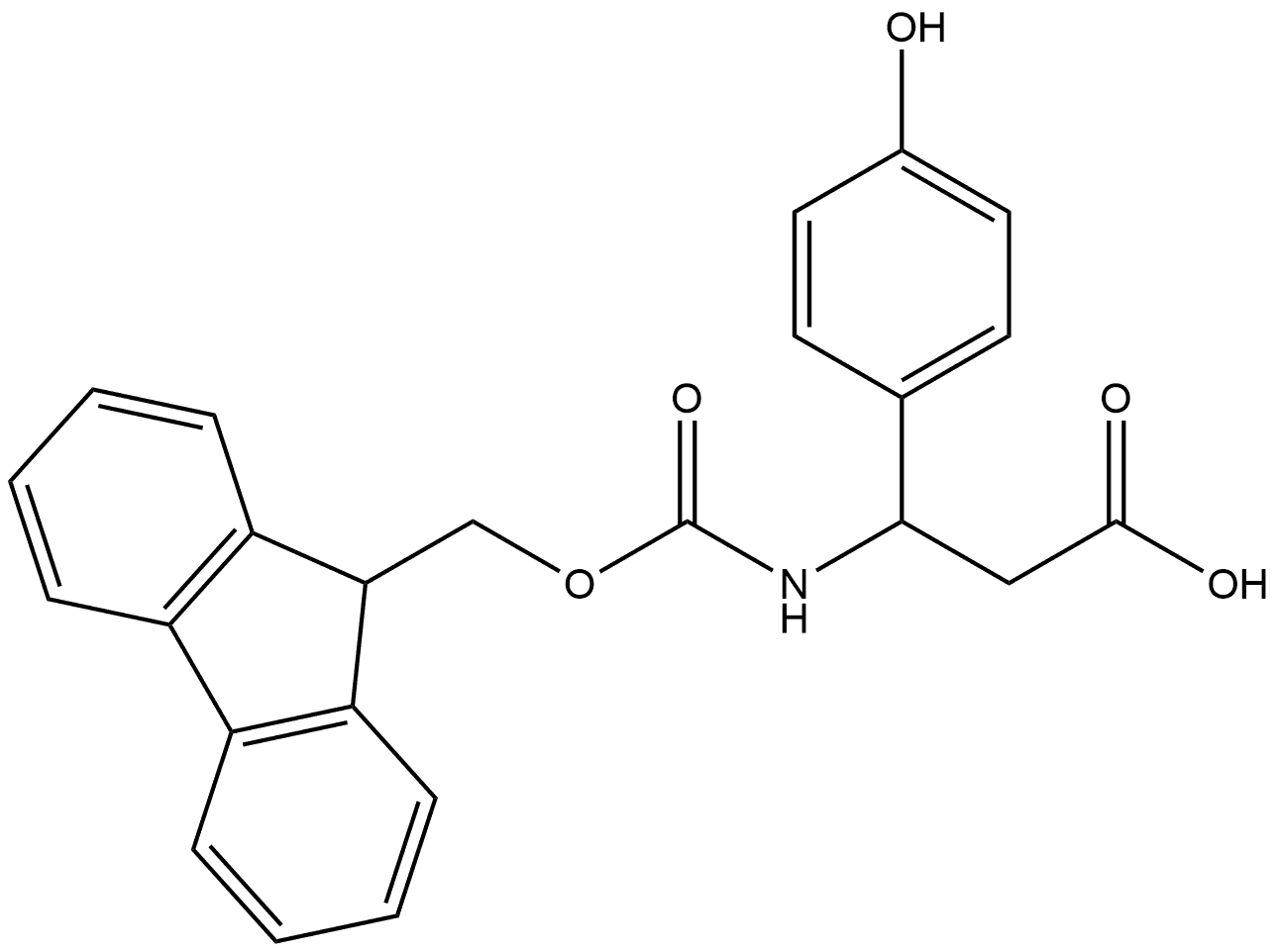 3-(9H-fluoren-9-ylmethoxy)carbonyl]amino}-3-(4-hydroxyphenyl)-propanoic acid Struktur