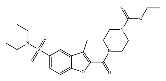 1-Piperazinecarboxylic acid, 4-[[5-[(diethylamino)sulfonyl]-3-methyl-2-benzofuranyl]carbonyl]-, ethyl ester Struktur