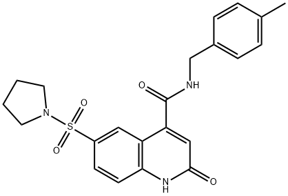 4-Quinolinecarboxamide, 1,2-dihydro-N-[(4-methylphenyl)methyl]-2-oxo-6-(1-pyrrolidinylsulfonyl)- Struktur