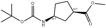 Cyclopentanecarboxylic acid, 3-[[(1,1-dimethylethoxy)carbonyl]amino]-, methyl ester, (1R,3S)-rel- Struktur