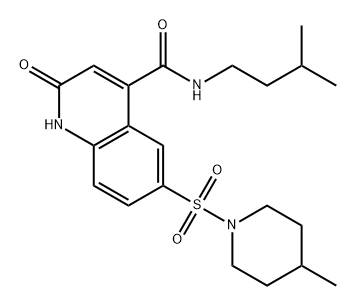 4-Quinolinecarboxamide, 1,2-dihydro-N-(3-methylbutyl)-6-[(4-methyl-1-piperidinyl)sulfonyl]-2-oxo- Struktur