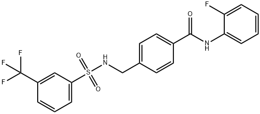 N-(2-fluorophenyl)-4-[({[3-(trifluoromethyl)phenyl]sulfonyl}amino)methyl]benzamide Struktur